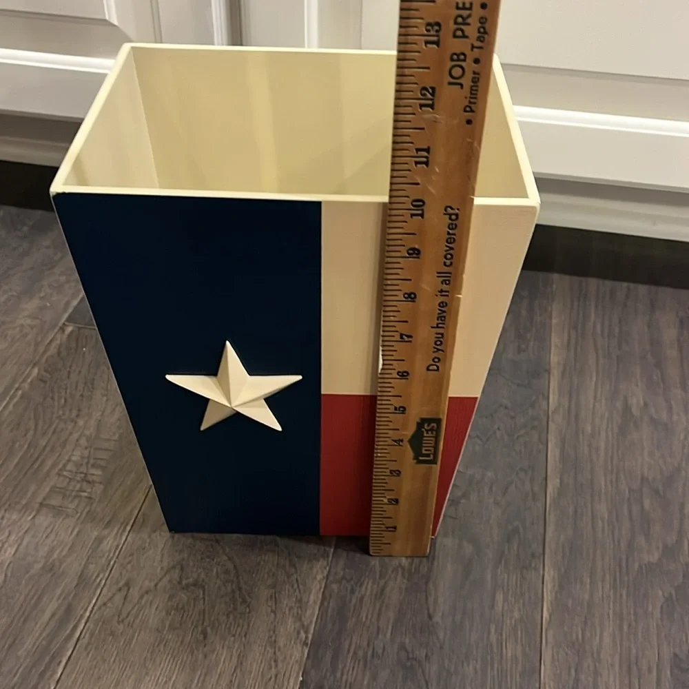 Texas State Flag Wastebasket Trash Can wooden